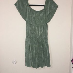 Green Off the Shoulder Romper